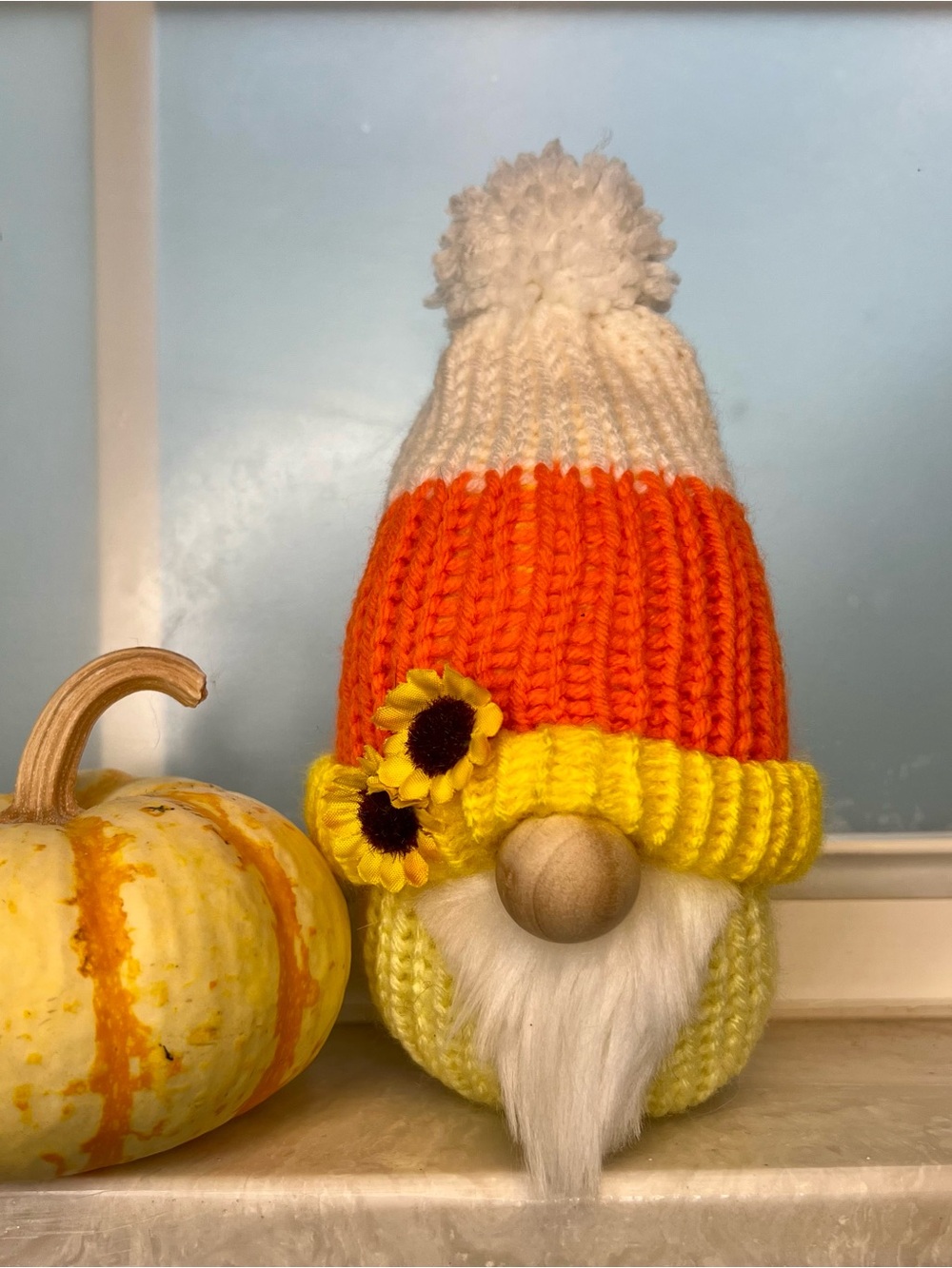 Candy Corn Sunflower Gnome – Handmade Fall Décor